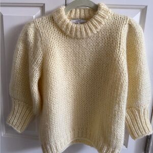 Ganni butter yellow women’s puffed sleeve Sweater size small